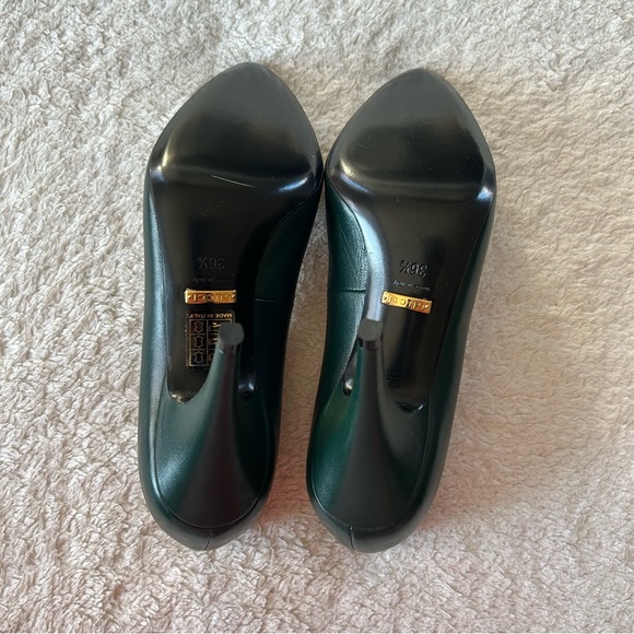 NIB Authentic Gucci Limited Edition Point Toe Leather Pump Vintage Green 36.5 - Picture 6 of 8